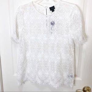 NWT Worthington White Lace Top                F148